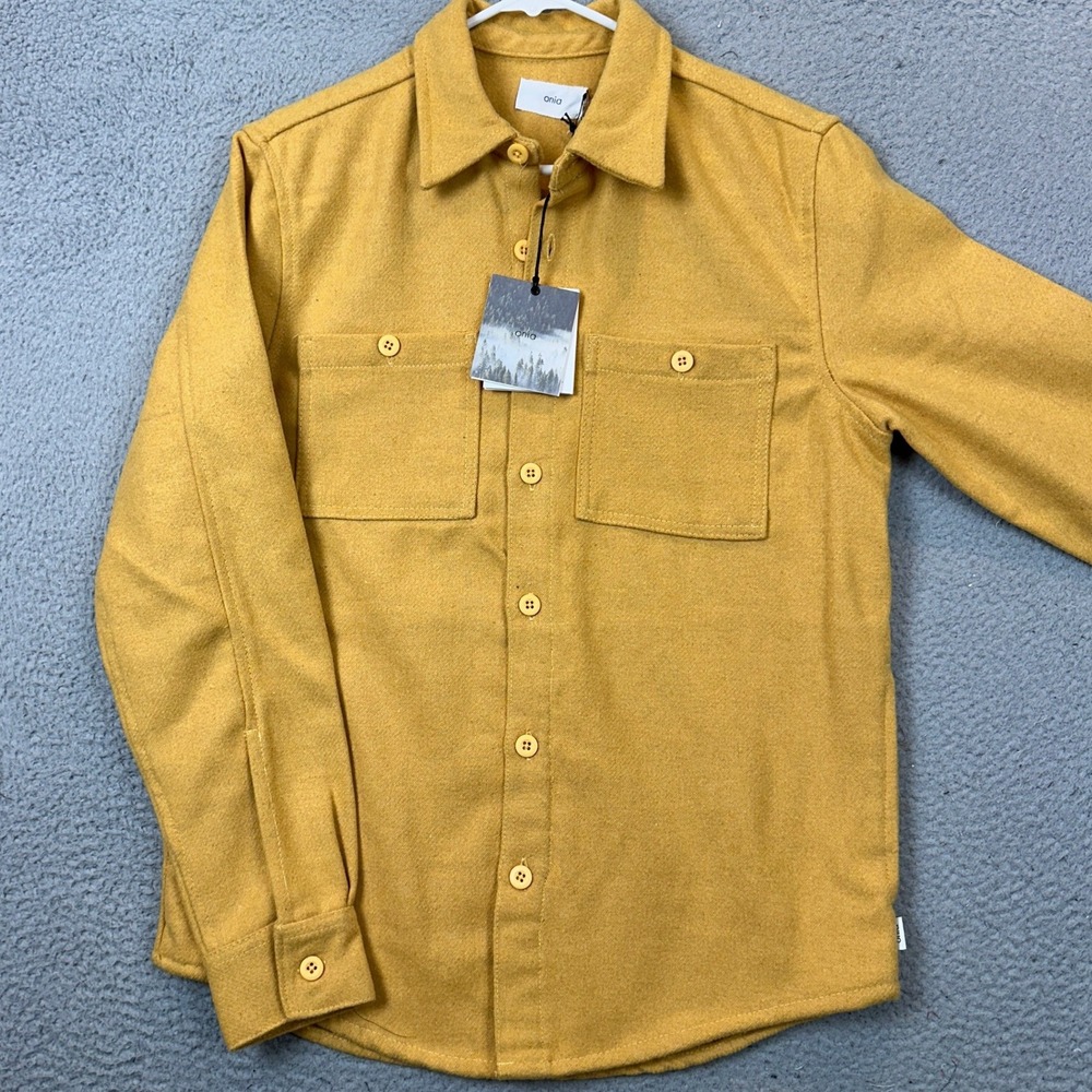 NEW Onia Overshirt Mens Small Essential Heavyweight Apricot Yellow Wool Blend